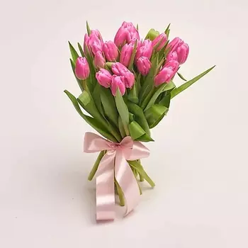 AZALIANOW ЦВЕТЫ. ПОДАРКИ. ДЕКОР Букет из 25 тюльпанов розового цвета