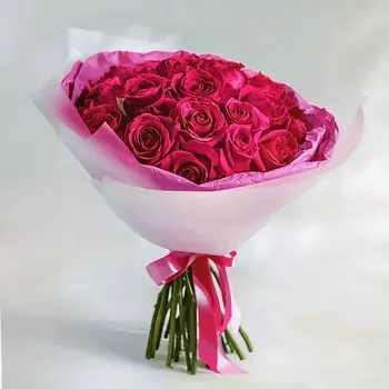 AZALIANOW ЦВЕТЫ. ПОДАРКИ. ДЕКОР Букет из 25 малиновых роз «Признание в любви»