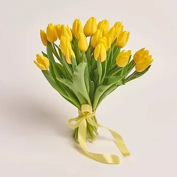 AZALIANOW ЦВЕТЫ. ПОДАРКИ. ДЕКОР Букет из 25 тюльпанов желтого цвета
