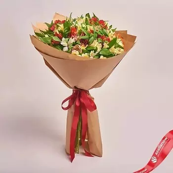 AZALIANOW ЦВЕТЫ. ПОДАРКИ. ДЕКОР Букет из 25 разноцветных альстромерий