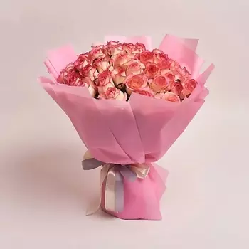 AZALIANOW ЦВЕТЫ. ПОДАРКИ. ДЕКОР Букет из 51 розовой розы в матовой пленке