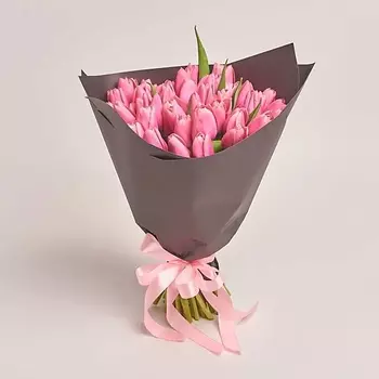 AZALIANOW ЦВЕТЫ. ПОДАРКИ. ДЕКОР Букет из 51 розового тюльпана в пленке