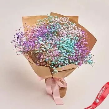 AZALIANOW ЦВЕТЫ. ПОДАРКИ. ДЕКОР Букет из 5 радужных гипсофил в крафте