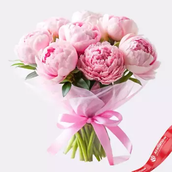 AZALIANOW ЦВЕТЫ. ПОДАРКИ. ДЕКОР Букет из 9 розовых пионов в нежно-розовой пленке