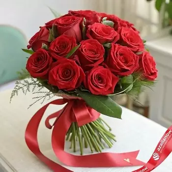 AZALIANOW ЦВЕТЫ. ПОДАРКИ. ДЕКОР Классический букет 15 красных роз 50 см