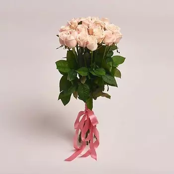 AZALIANOW ЦВЕТЫ. ПОДАРКИ. ДЕКОР Нежный букет из 19 кремовых роз 50 см