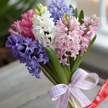 AZALIANOW ЦВЕТЫ. ПОДАРКИ. ДЕКОР Яркий весенний букет из 9 разноцветных гиацинтов