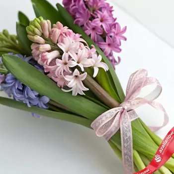 AZALIANOW ЦВЕТЫ. ПОДАРКИ. ДЕКОР Яркий весенний букет из 5 разноцветных гиацинтов