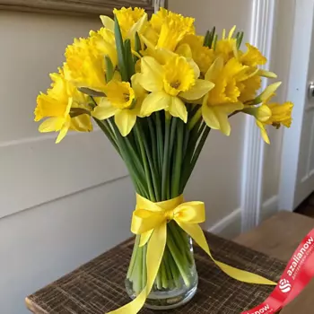 AZALIANOW ЦВЕТЫ. ПОДАРКИ. ДЕКОР Яркий весенний букет из 15 желтых нарциссов
