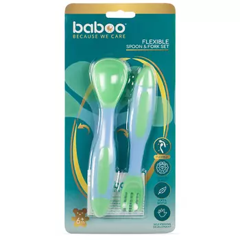 BABOO Ложка и вилка (с гибкой ручкой) 6 мес.+ 1.0