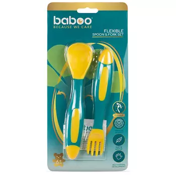 BABOO Ложка и вилка (с гибкой ручкой) 6 мес.+ 1.0