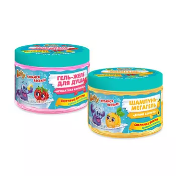 BAFFY Набор средств для купания Летний дуэт: Шампунь-мегагель и Гель-желе для душа с сюрпризом