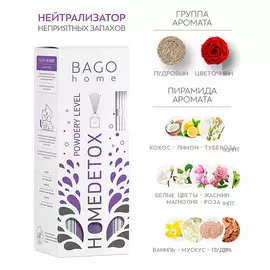 BAGO HOME Ароматический детокс диффузор Пудровый нейтрализатор запахов 50.0