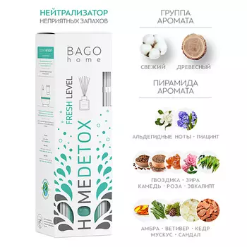 BAGO HOME Ароматический детокс диффузор Свежий нейтрализатор запахов 100.0