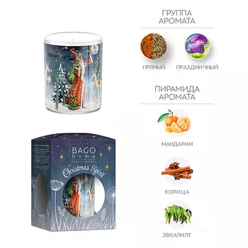 BAGO HOME Новогоднее настроение Ароматическая свеча в стекле 132
