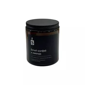 BANKA HOME Ароматическая свеча в темной банке "Белый шалфей и лаванда" 240.0