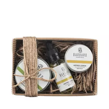 BARBARO Набор для ухода за бородой: Бальзам для бороды , Масло для бороды , Шампунь твердый "Lavr"