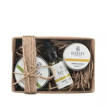 BARBARO Набор для ухода за бородой: Бальзам для бороды , Масло для бороды , Шампунь твердый "Lavr"