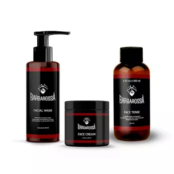 BARBAROSSA Набор мужской косметики для лица: Гель для умывания, Тоник , Крем