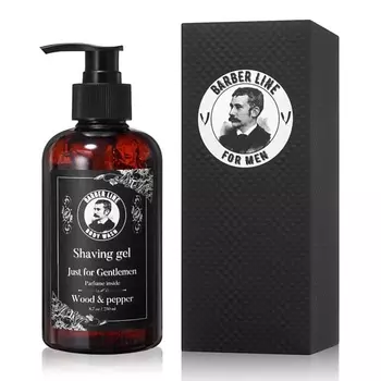 BARBER LINE FOR MEN Гель для бритья, не пенящийся, аромат Wood & Pepper