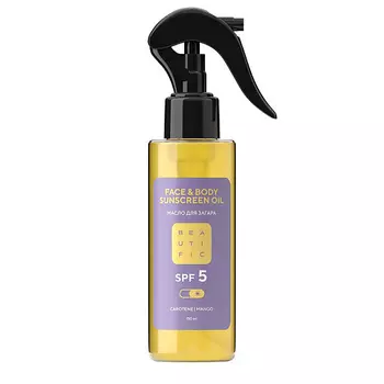BEAUTIFIC Масло для интенсивного загара SPF 5 Face & Body Sunscreen Oil