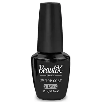 BEAUTIX Финишное покрытие Silver для гель-лака без липкого слоя с микрошиммером