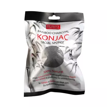 BEAUTY FORMULAS Спонж для очищения кожи лица с активированным углем Конжак Bamboo Charcoal Konjac Facial Sponge