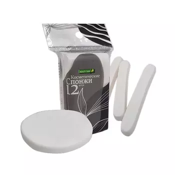 BEAUTY SHINE Спонж для умывания косметический прессованный 12 штук