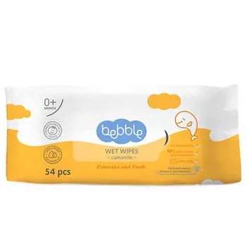 BEBBLE Салфетки влажные Ромашка (Camomile) Wet Wipes 54.0