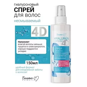 БЕЛИТА-М Спрей для волос несмываемый Молекулярное Увлажнение HYALURON complex 4D 150.0