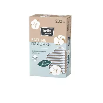 BELLA Ватные палочки с бумажными стиками в картонной коробке 200.0