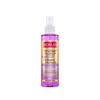 BIOBLAS Несмываемый кондиционер для придания объема тонким волосам, против выпадения, с коллагеном и кератином Collagen & Keratin