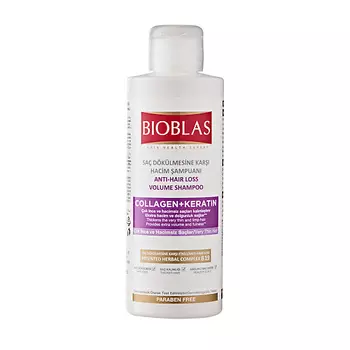 BIOBLAS Шампунь мини для придания объема тонким волосам, против выпадения, с коллагеном и кератином Collagen & Keratin