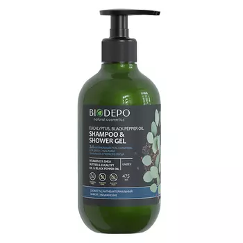 BIODEPO Гель-шампунь для душа с эфирными маслами эвкалипта и черного перца Eucalyptus And Black Pepper Essential Oils