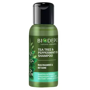BIODEPO Шампунь безсульфатный натуральный себорегулирующий с маслами чайного дерева и мяты Tea Tree and Peppermint Essential Oil