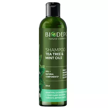 BIODEPO Шампунь безсульфатный натуральный себорегулирующий с маслами чайного дерева и мяты Tea Tree and Peppermint Essential Oil