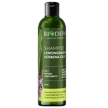 BIODEPO Шампунь безсулфатный натуральный восстанавливающий с эфирными маслами лемонграсса и вербены Lemongrass and Verbena Oils