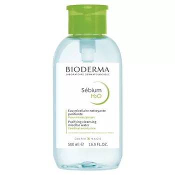 BIODERMA Мицеллярная вода очищающая для жирной и проблемной кожи лица с помпой Sebium 500.0
