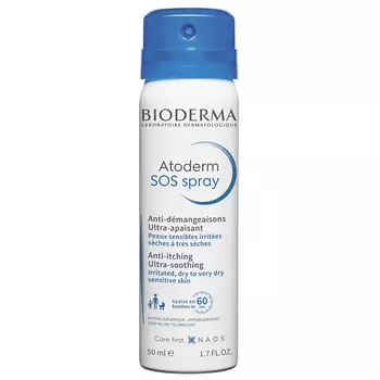 BIODERMA SOS Спрей против зуда и раздражения для сухой, поврежденной и атопичной кожи Atoderm 50.0