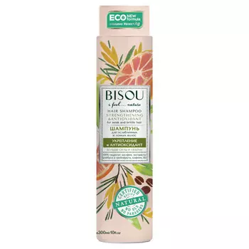 BISOU Шампунь для ослабленных и ломких волос Укрепление и антиоксидант больше силы и объема 300