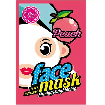 BLING POP Маска для лица тканевая укрепляющая и придающая сияние с персиком Face Mask