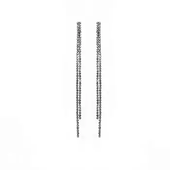 BLONDINKAMOLODEC Серьги со стразами длинные серебристые