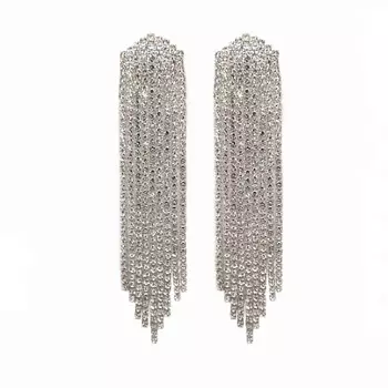 BLONDINKAMOLODEC Серьги со стразами длинные