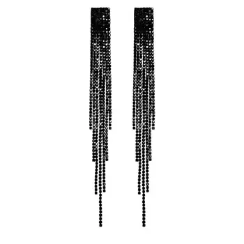 BLONDINKAMOLODEC Серьги со стразами длинные серебристые