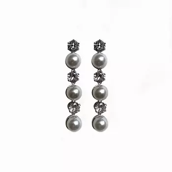 BLONDINKAMOLODEC Серьги жемчужные со стразами свадебные