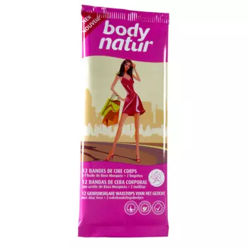 BODY NATUR Восковые полоски для тела с Шиповником + 2 салфетки после эпиляции