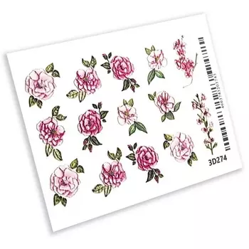 BPW.STYLE Наклейки для ногтей слайдер-дизайн 3D Розовые цветы микс