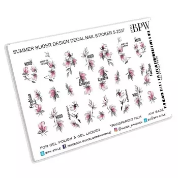 BPW.STYLE Слайдер-дизайн Акварельные цветы с надписями