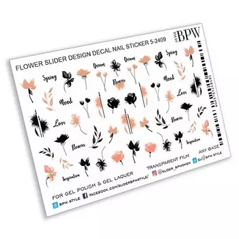 BPW.STYLE Слайдер-дизайн Персиковые и черные цветы