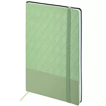 BRAUBERG Блокнот А5 Tissage резинка клетка оливковый